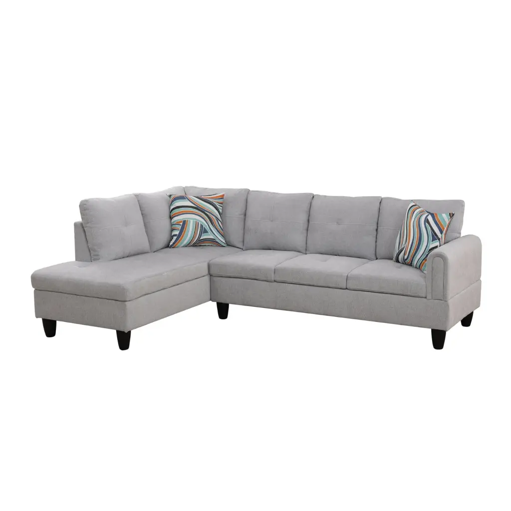 Modular Profile Sofa L Shaped Storage Space and 2 Pillows 4 Seater Chairs Living Room Office Corridor Grey Left Chair NOBRAND