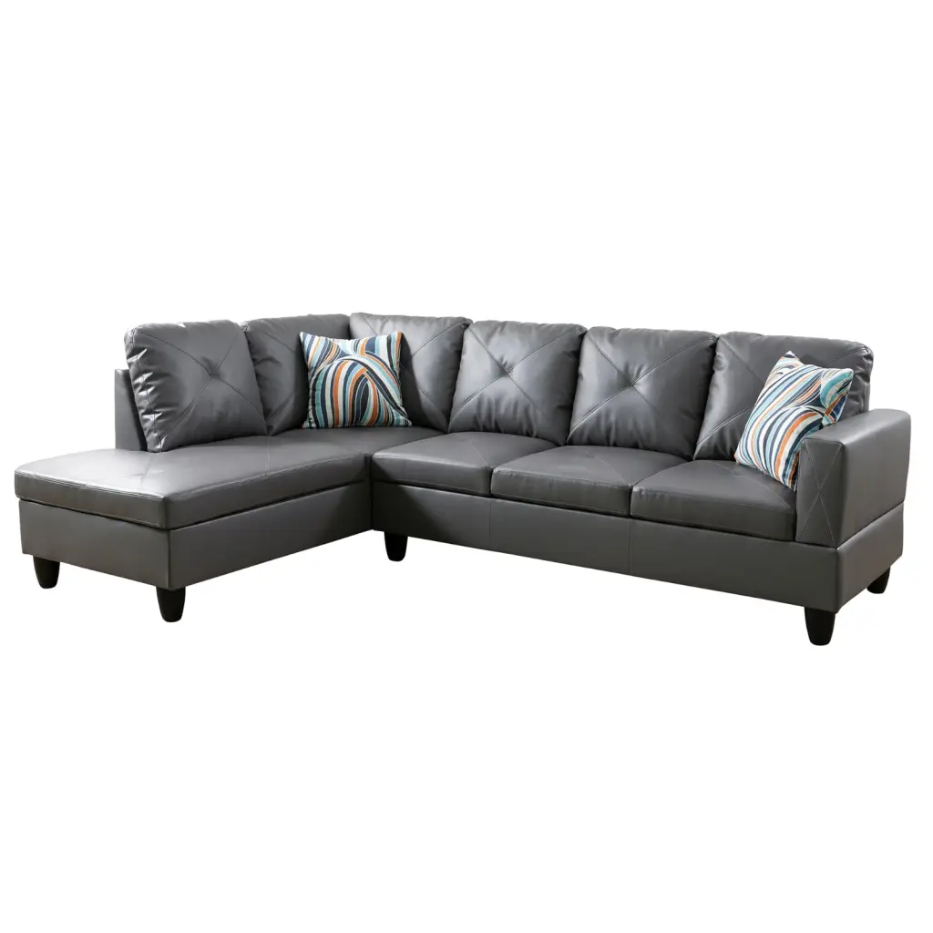 Modular Profile Sofa L Shaped Storage Space and 2 Pillows 4 Seater Chairs Living Room Office Corridor Dark Grey Left Chair...