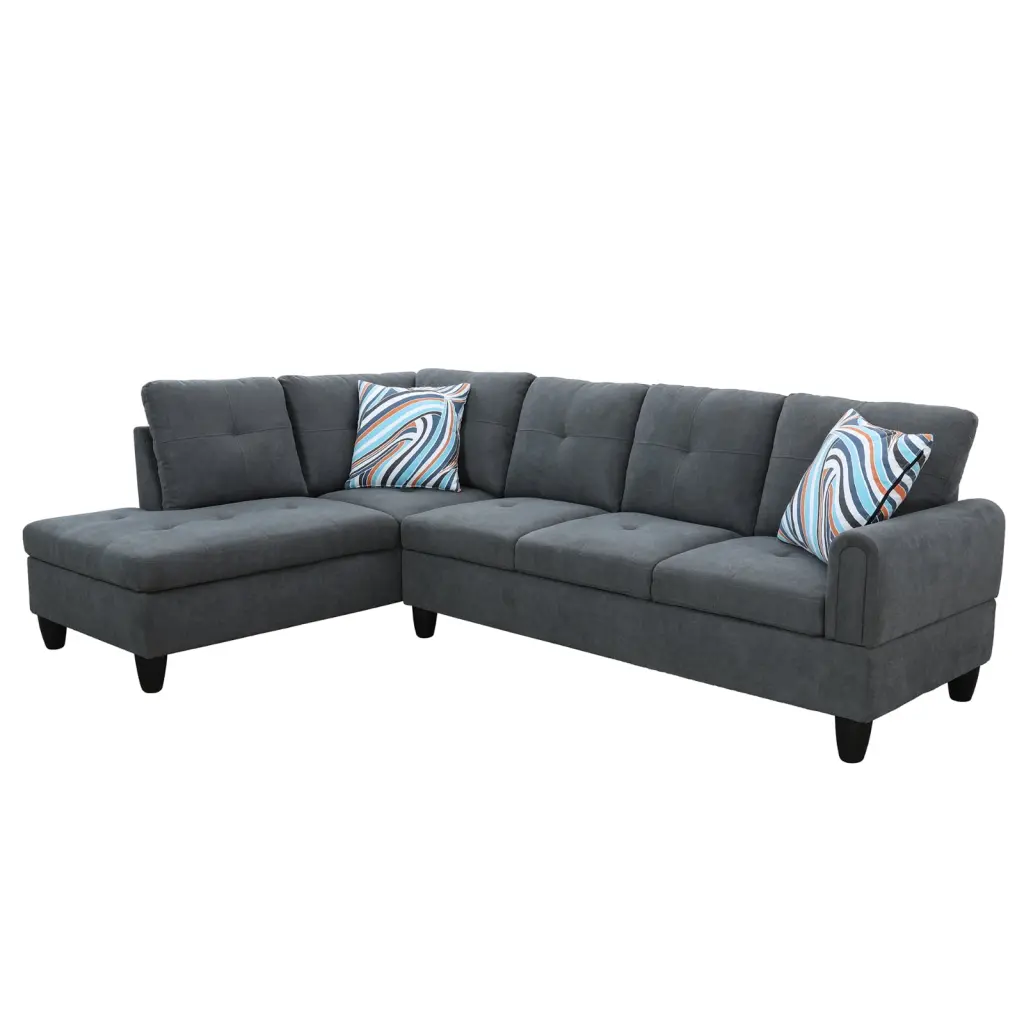 Modular Profile Sofa L Shaped Storage Space and 2 Pillows 4 Seater Chairs Living Room Office Corridor Dark Grey Left Chair...