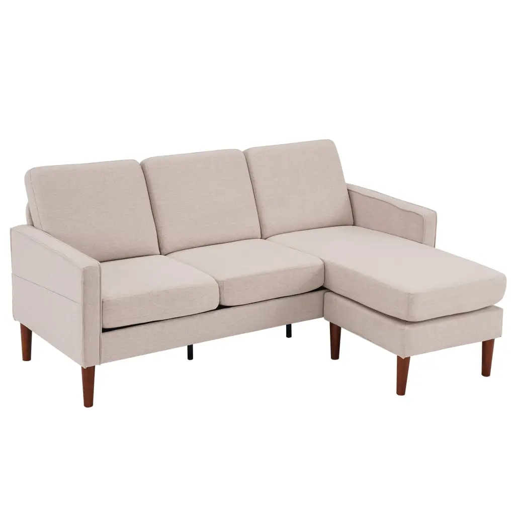 182x73x73cm Fabric Art 2nd Gen American Armrest 3-Person Modular Sofa Pedal Beige Pevor