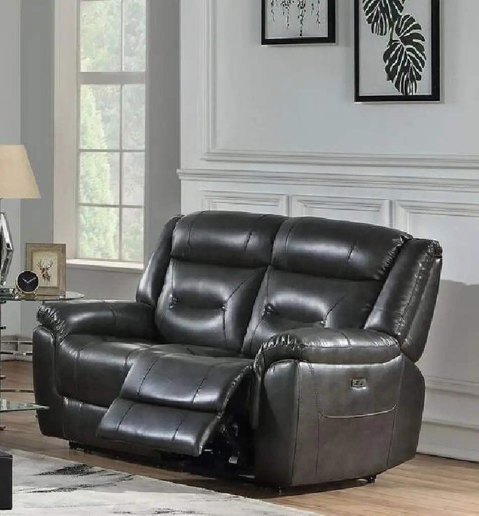 DeeHome ACME Imogen Loveseat Power Motion Gray Leather-Aire 54806