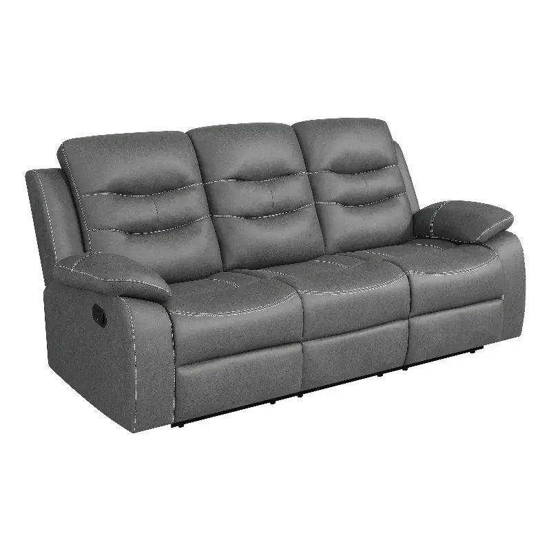 Pemberly Row Leather Upholstered Motion Reclining Sofa Dark Gray - Comfortable Recliner
