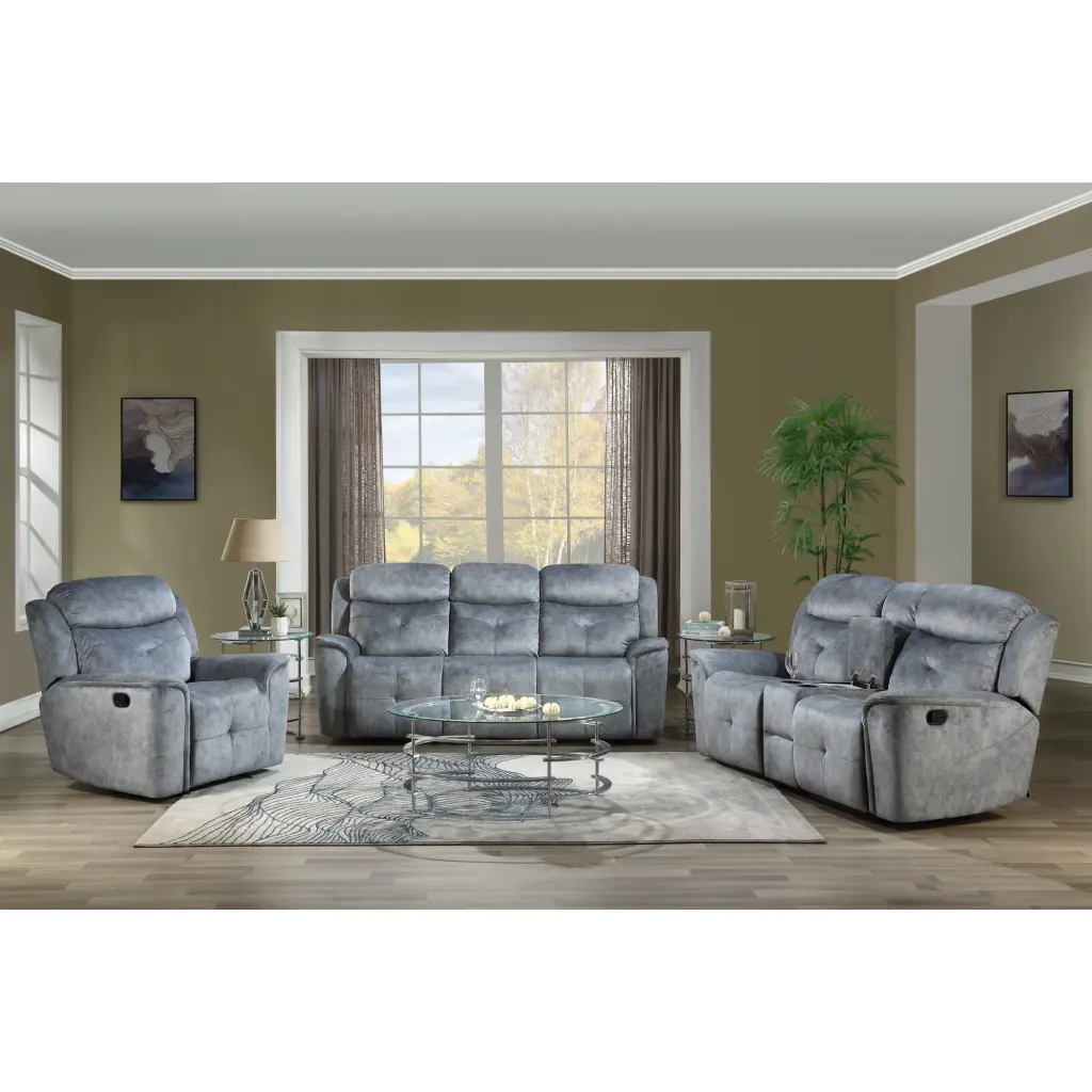 Ergode Sofa Motion Silver Gray Fabric Contemporary Living Room
