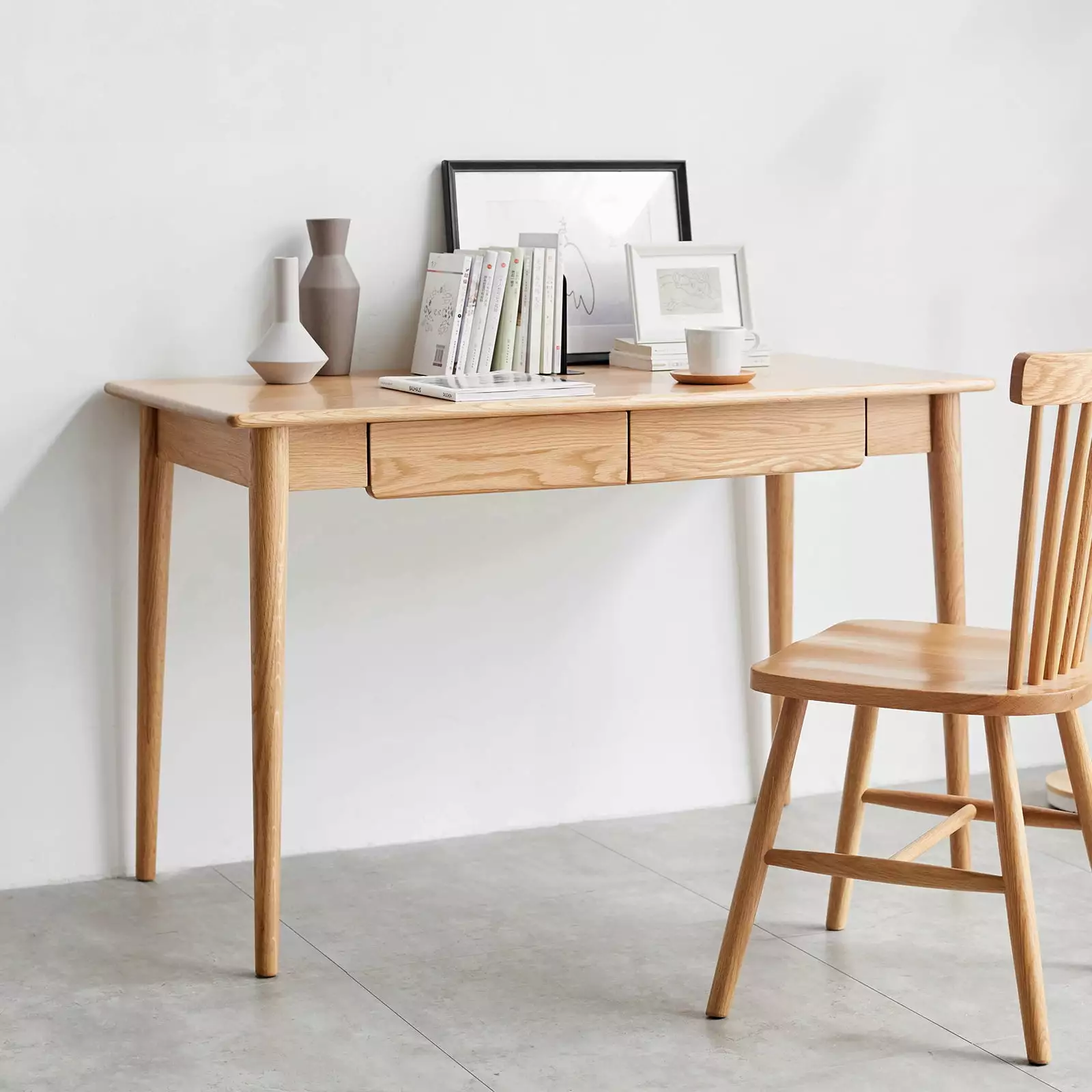 Computer Desk Home Office Table Writing Desk 2 Drawers Study Desk Wood PC Workstation Vanity Desk Makeup Dressing Table So...