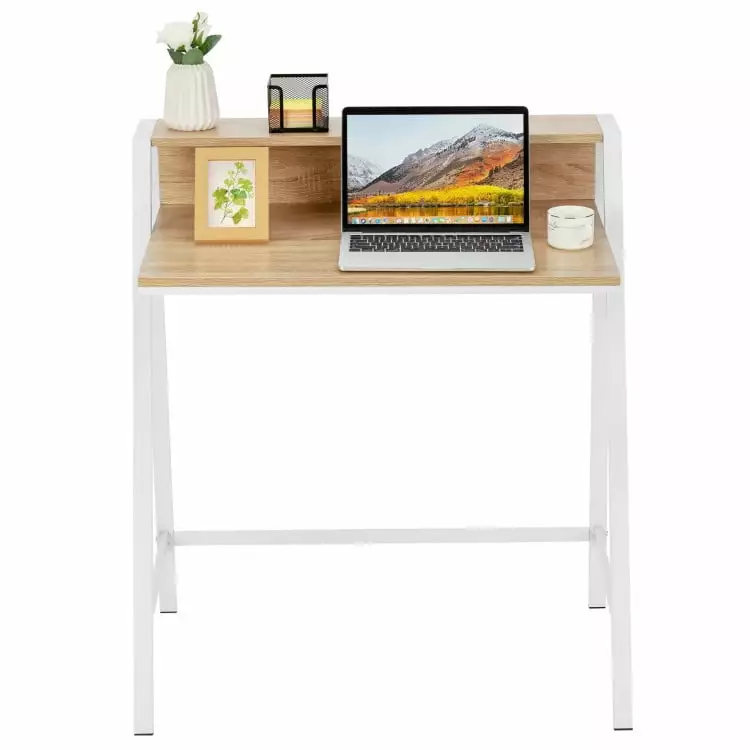 Topcobe 2 Tier Computer Desk - PC Laptop Table Study Writing Home Office Workstation - Makeup Vanity Table