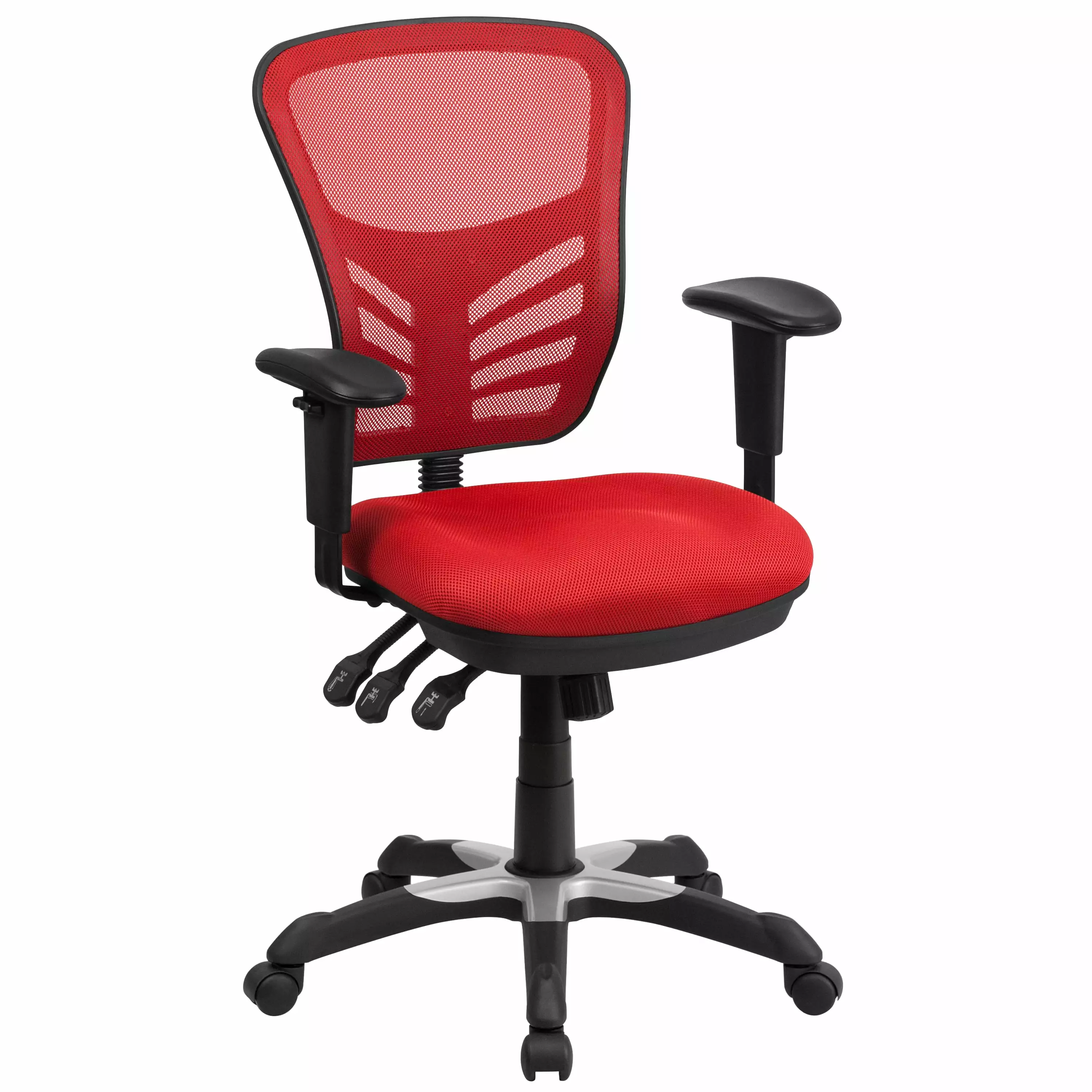 Line Furniture Executive Red Mesh Back Multifunction Swivel Office Chair Triple Paddle Control