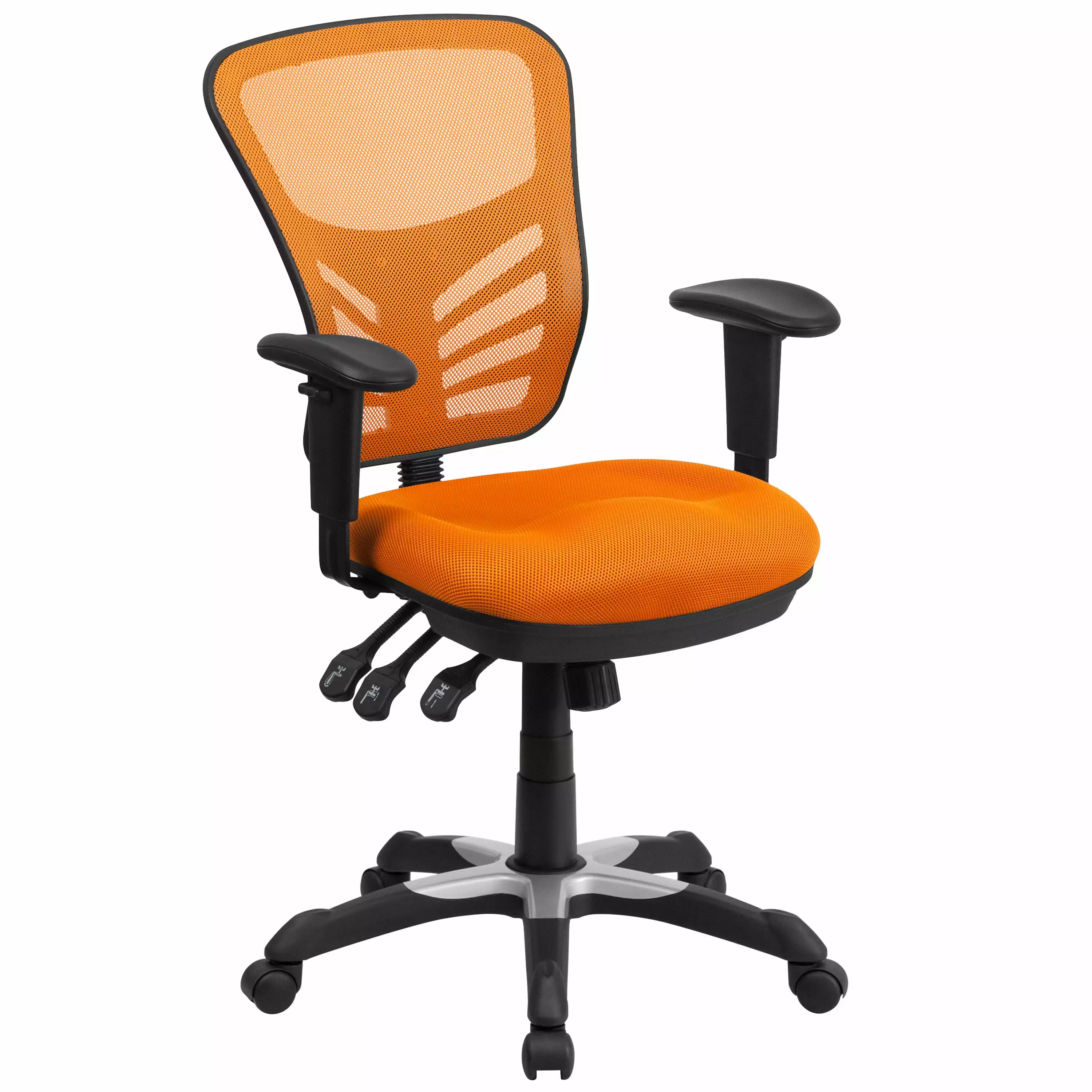 Line Furniture Multifunction Orange Mesh Back Executive Swivel Office Chair Triple Paddle Control