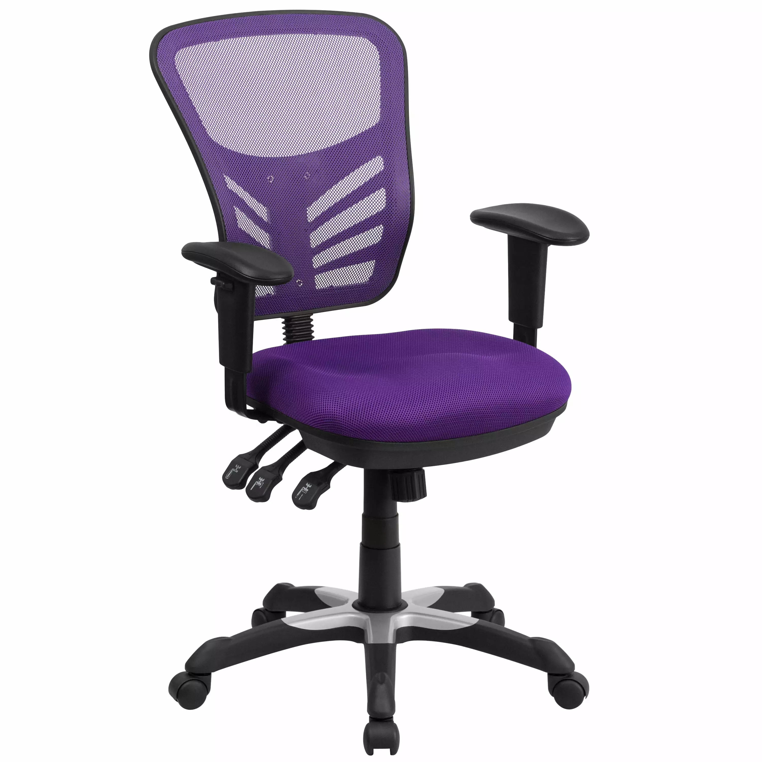 Line Furniture Multi-function Purple Executive Mesh Back Swivel Office Chair Triple Paddle Control