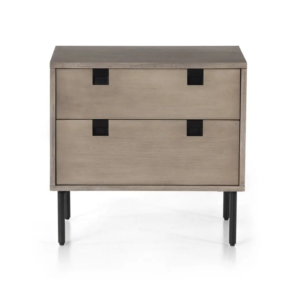 Two Drawer Nightstand Modern Bedside Table Storage