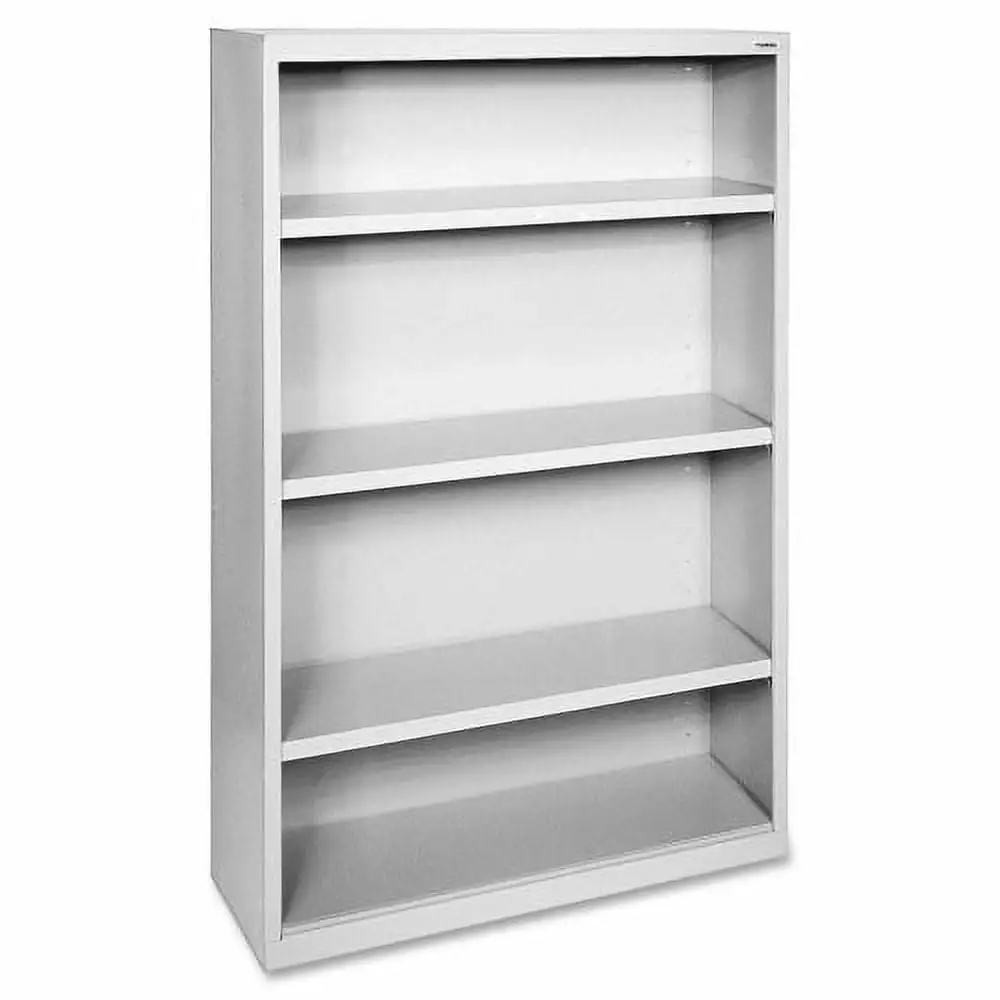 Lorell Fortress Series Bookcase 34.5x13x60 4-Shelf Light Gray Powder Coated Steel