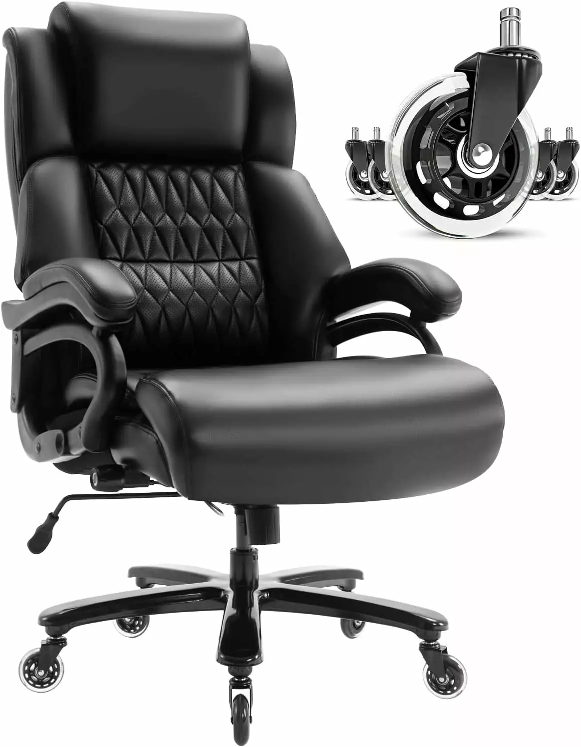 Big and Tall 400lbs Office Chair Adjustable Lumbar Support Back Pain FJU