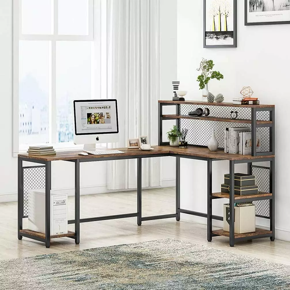 Tribesigns 67 Large Computer Desk Hutch and 5 Storage Shelves