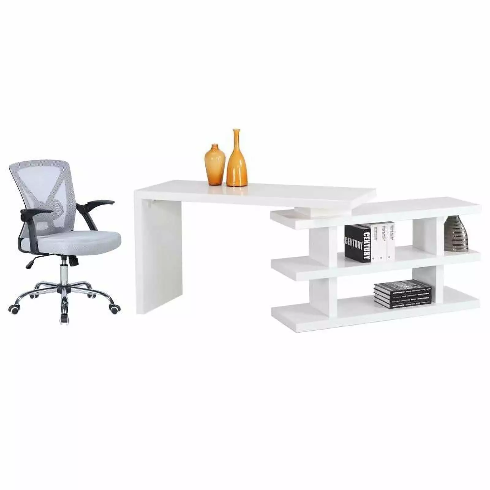 Home Square 2-Piece Office Set Desk and Ergonomic Computer Chair Workstation Bundle