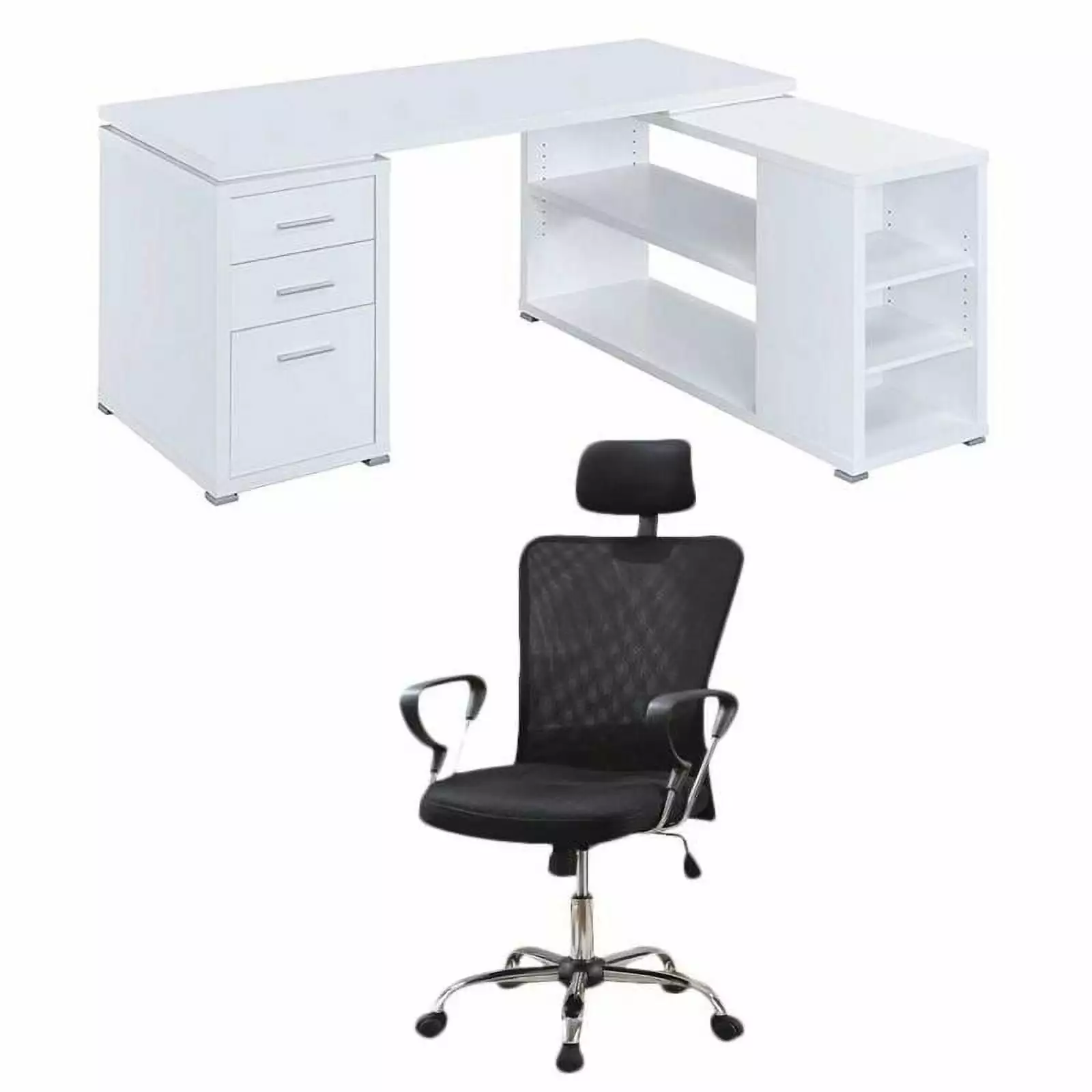 Home Square 2 Piece Set L Shaped Writing Desk & Executive Office Chair - Stylish Home Office Combo