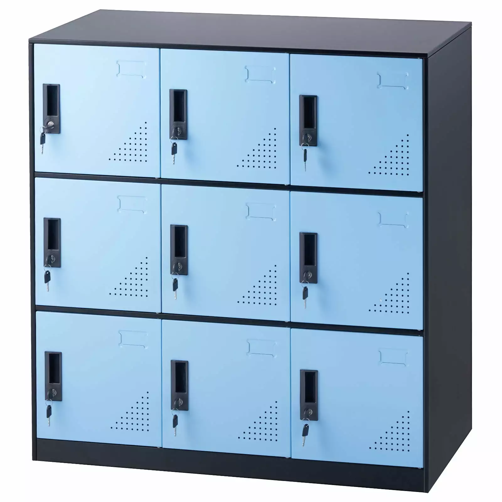 SKYSHALO 9 Doors Metal Storage Cabinet Employees Steel Office Black