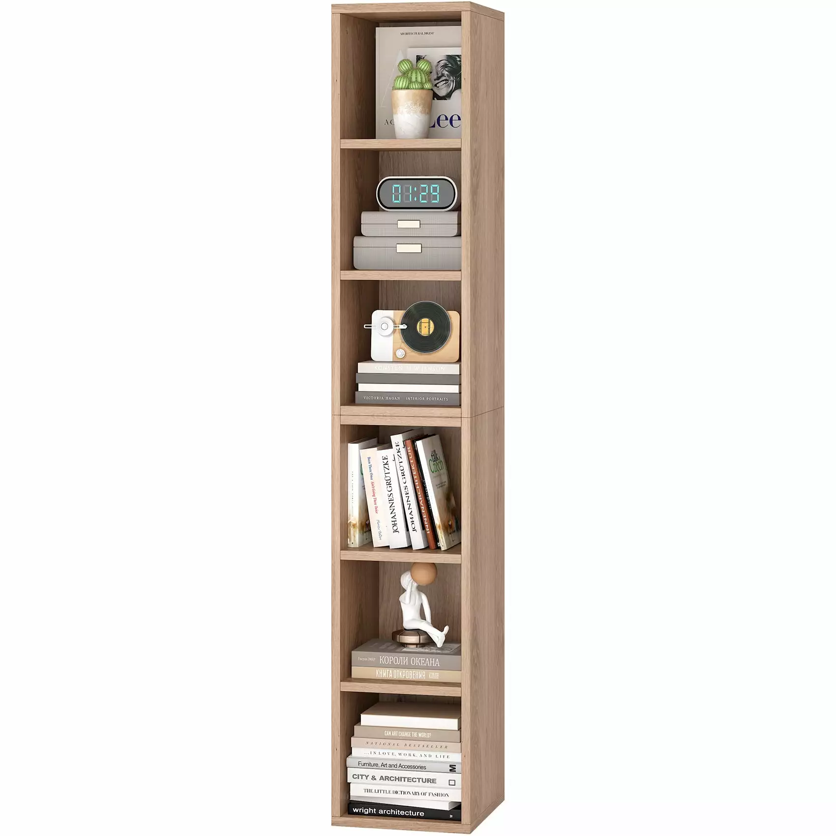 JOZ 6-Tier Open Bookcase Stylish Freestanding Display Shelf Bedroom Living Room Office