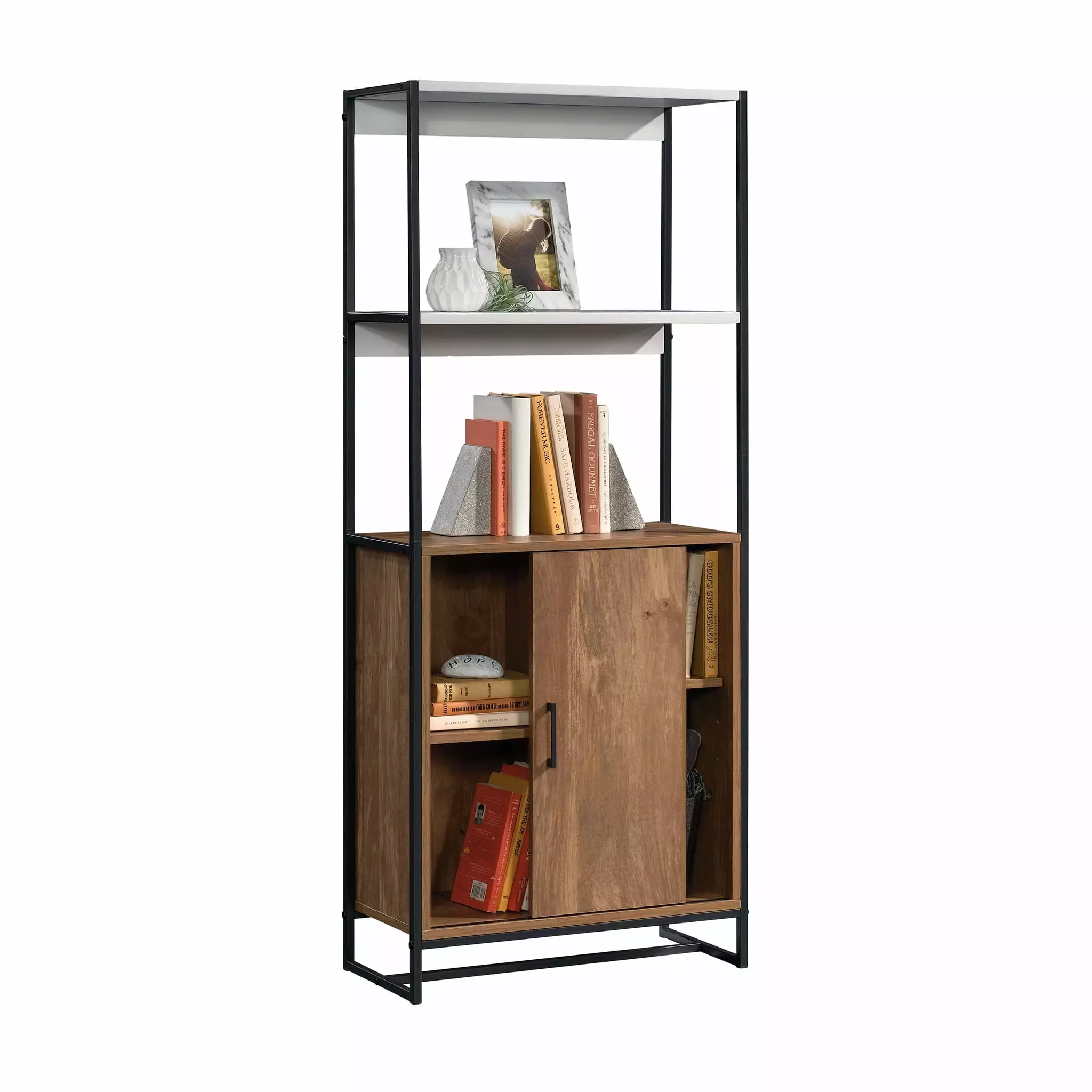 CasaSole 60 Tall Open Shelf Bookcase Single Door Sindoori Mango - Unique Storage