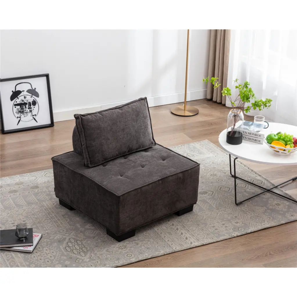 Contemporary Grey Ottoman Lazy Chair Barrel Sofa Durable Polyester Fabric HATNOKIL