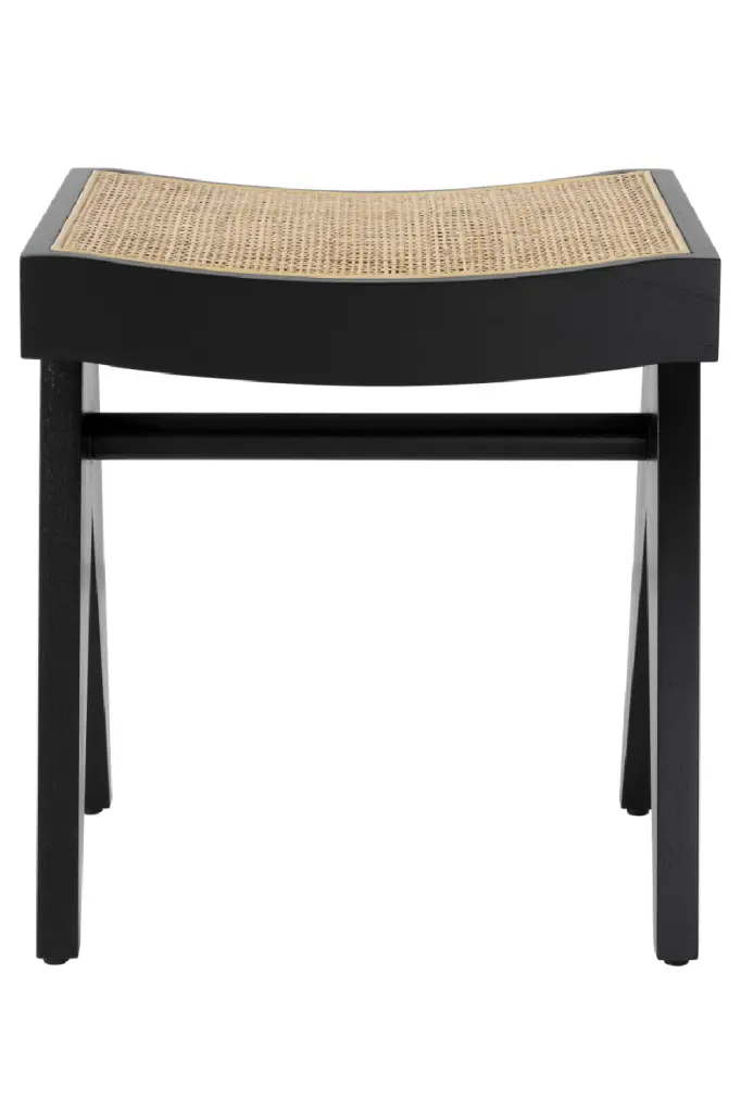 Black Rattan Stool Eichholtz Arnaud Contemporary Footstool Ottoman