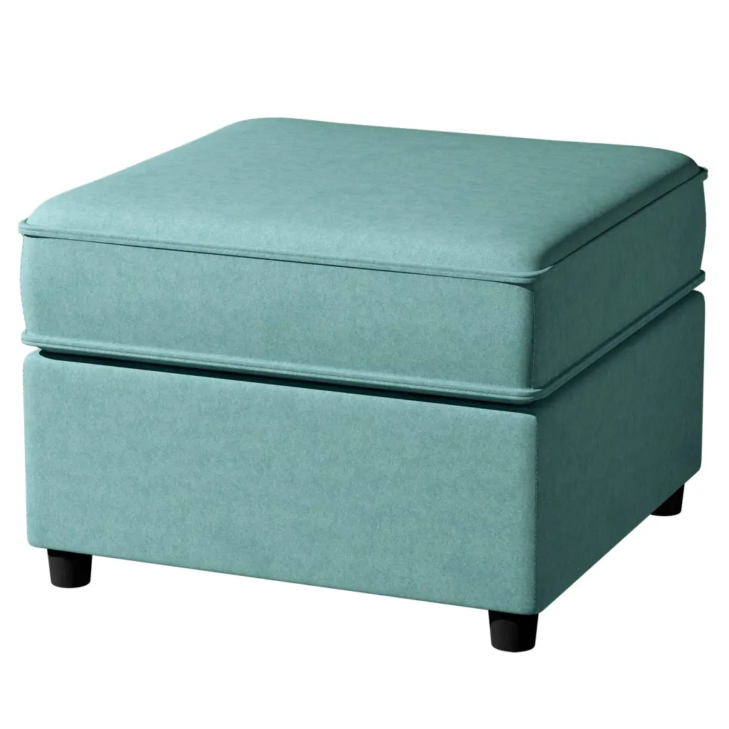 BLAZANT Quality Velvet Ottoman Modular Sectional Sofa Azure Green
