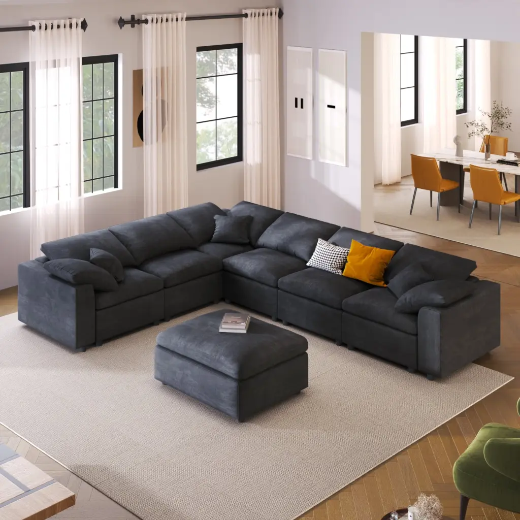 Miekor Oversized Modular Sectional Sofa Ottoman L Shaped Corner Sectional Living Room