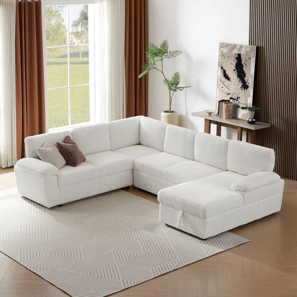 OYang Oversized Sectional Sofa Set Storage Ottoman L-Shaped or U-Shaped Home Apartment Office
