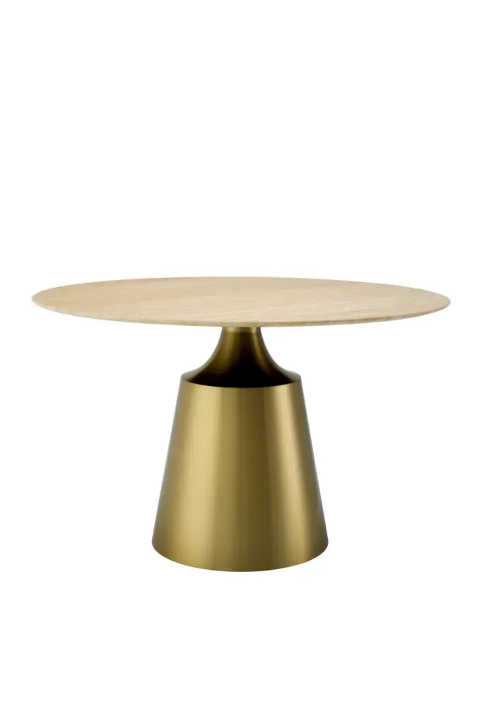 Round Travertine Pedestal Dining Table Nathan Eichholtz Modern Kitchen Table