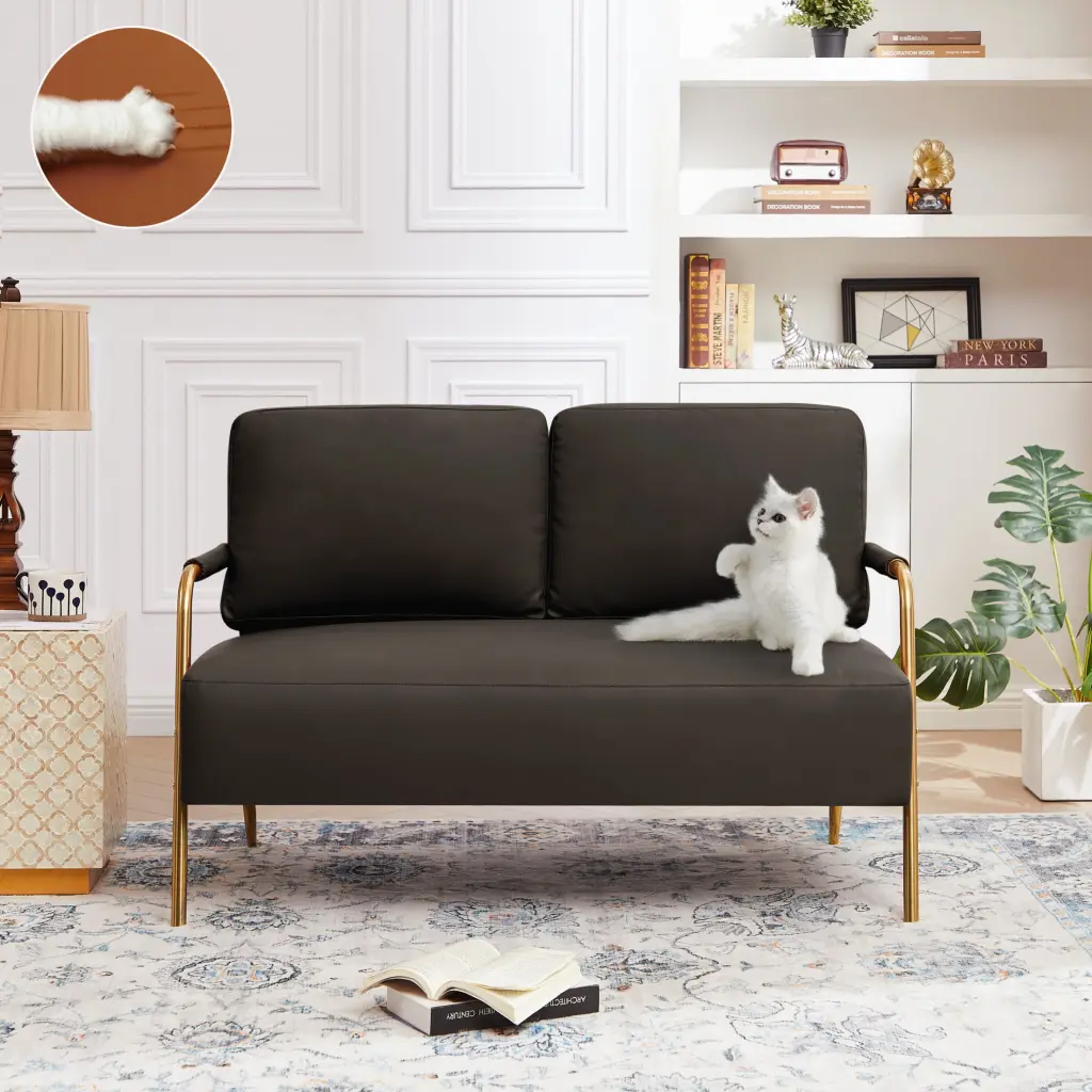 Pouseayar Small 2-Seater Sofa Pet Friendly Fabric Loveseat Removable Cushion