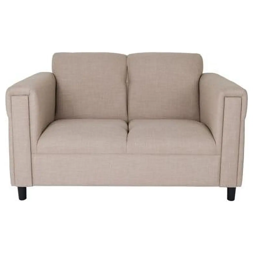 HomeRoots 72 Inch Polyester Blend Love Seat Deep Taupe and Black - Spacious Modern Sofa