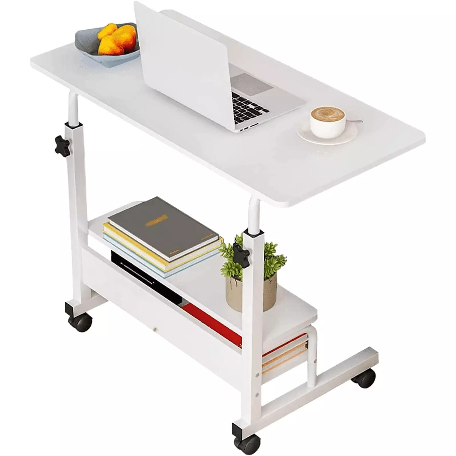 31.5-Inch White Adjustable Student Study Desk Portable Computer Desk Space-Saving FHWM-C