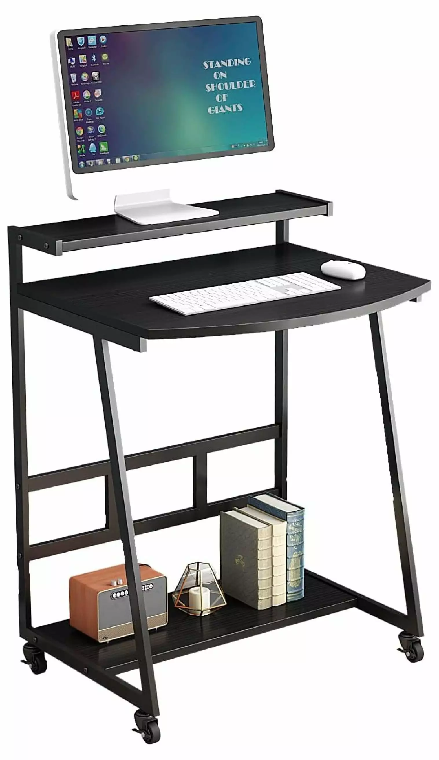 23.6 Inch Small Standing Desk Portable Rolling Computer Table Bedroom Home Office Study Mobile Work Desk on Wheels KITYDALK