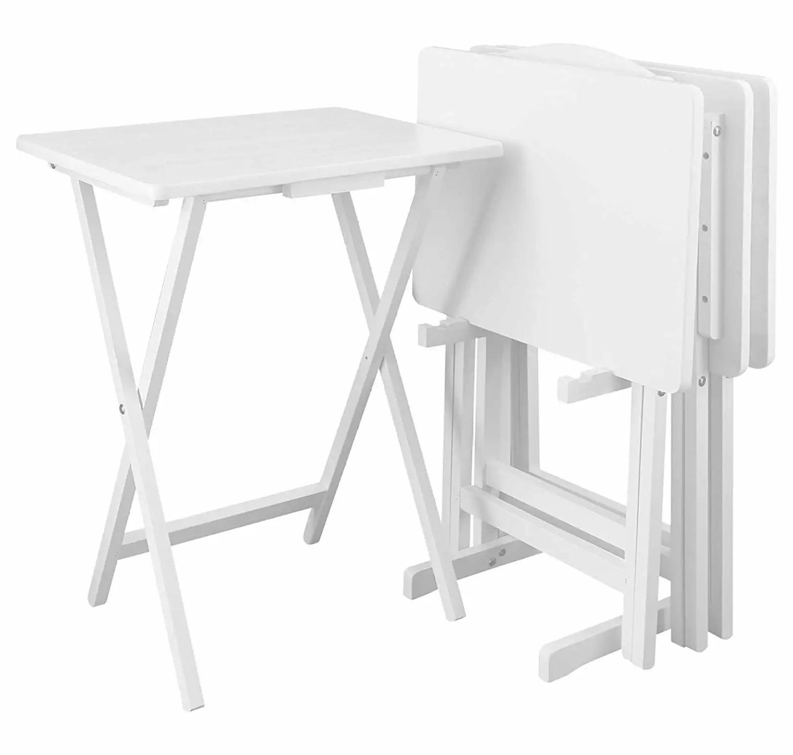 5-Piece Solid Wood Portable Folding Adjustable Decorative Table Laptop Computer Stand and Gaming Desk White XingBack