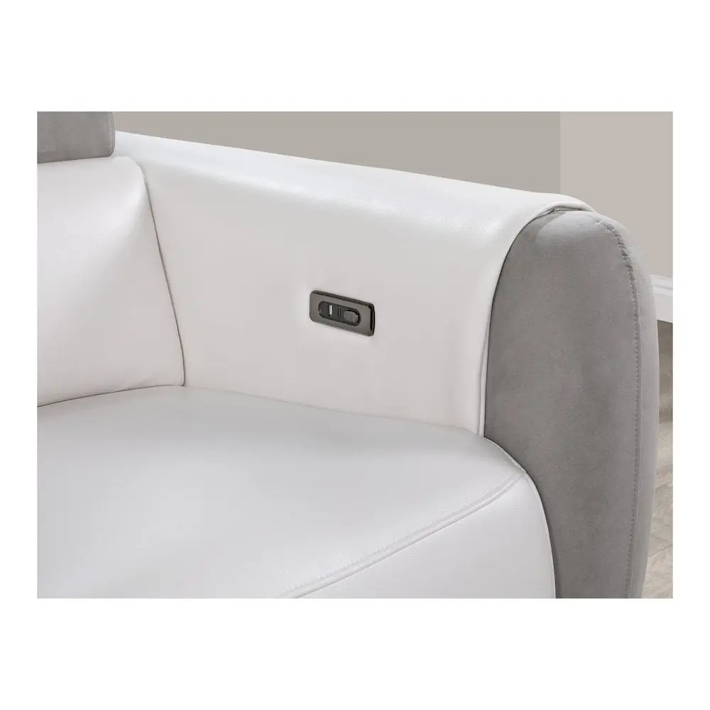 Global Furniture USA U8520 Blanche White Gray Fabric Power Reclining Loveseat