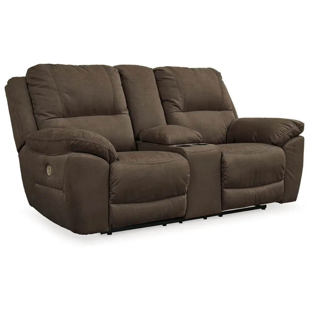 Ashley Furniture Gaucho Faux Leather Power Reclining Loveseat Brown