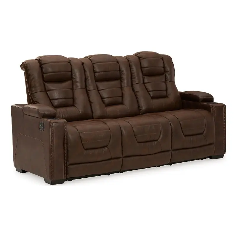 Ashley Furniture Owner's Box Dark Brown Faux Leather Power Reclining Sofa