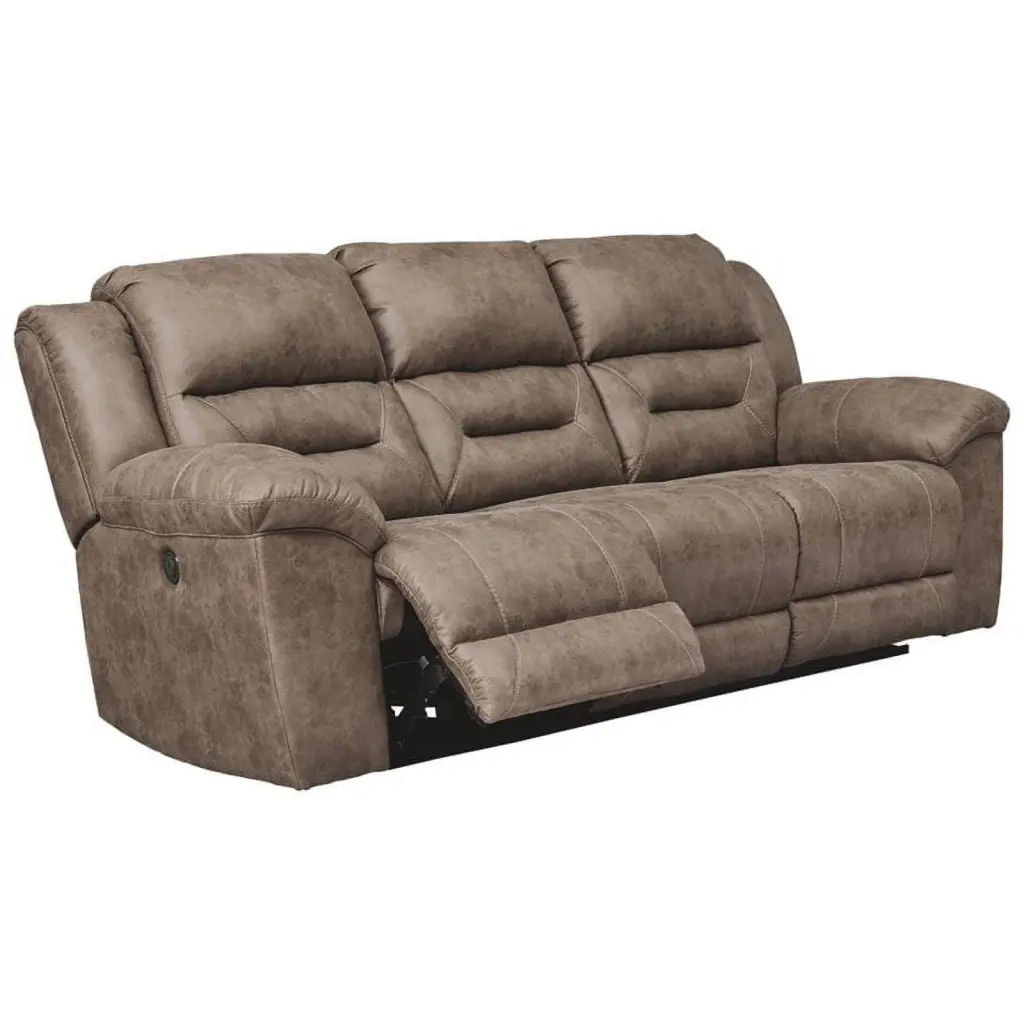 Bowery Hill Contemporary Fabric Power Reclining Sofa Fossil Color