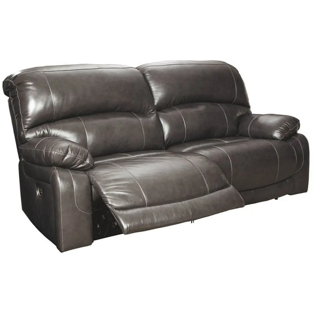 Bowery Hill Leather Power Reclining Sofa Gray