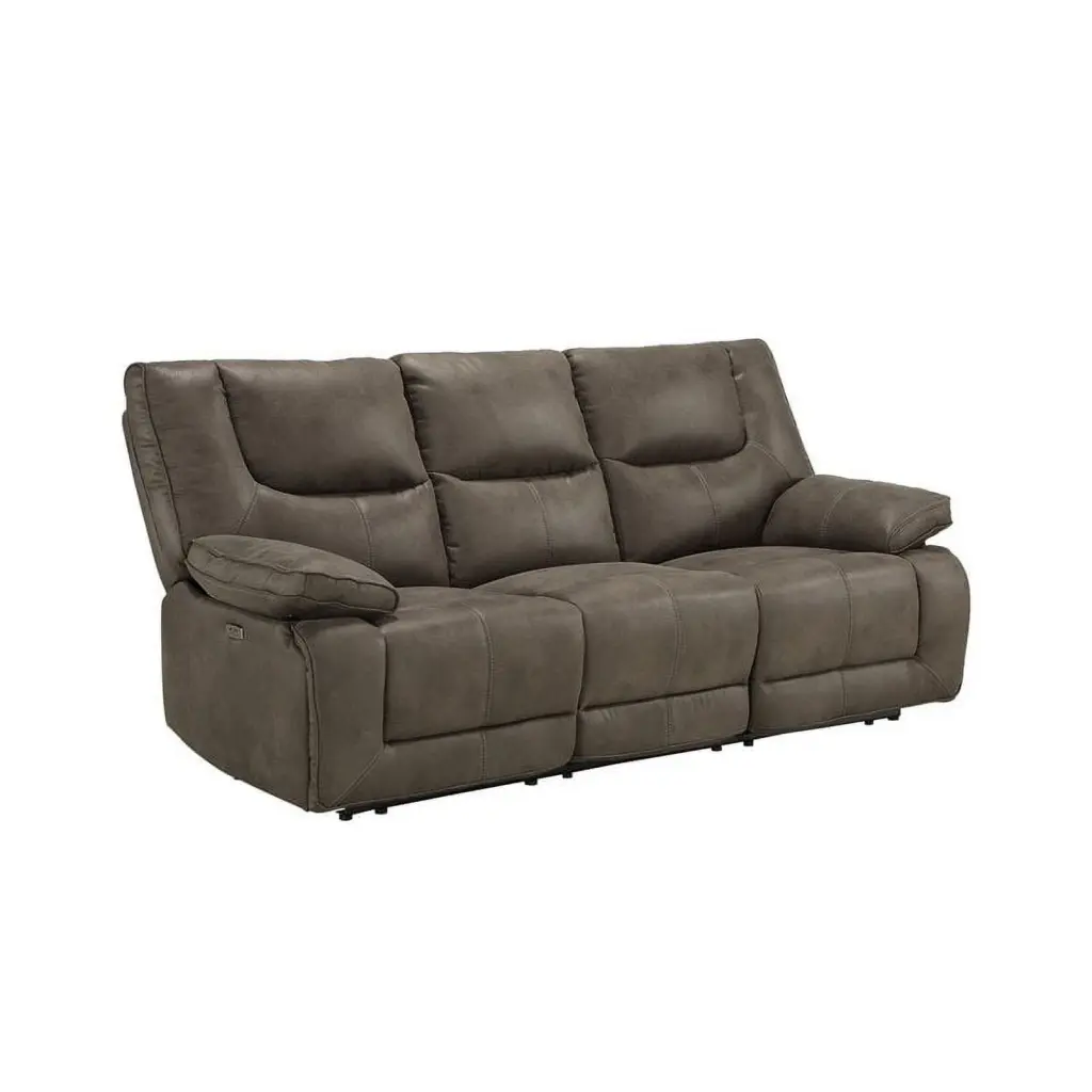 Bowery Hill Leather-Aire Power Reclining Sofa Gray