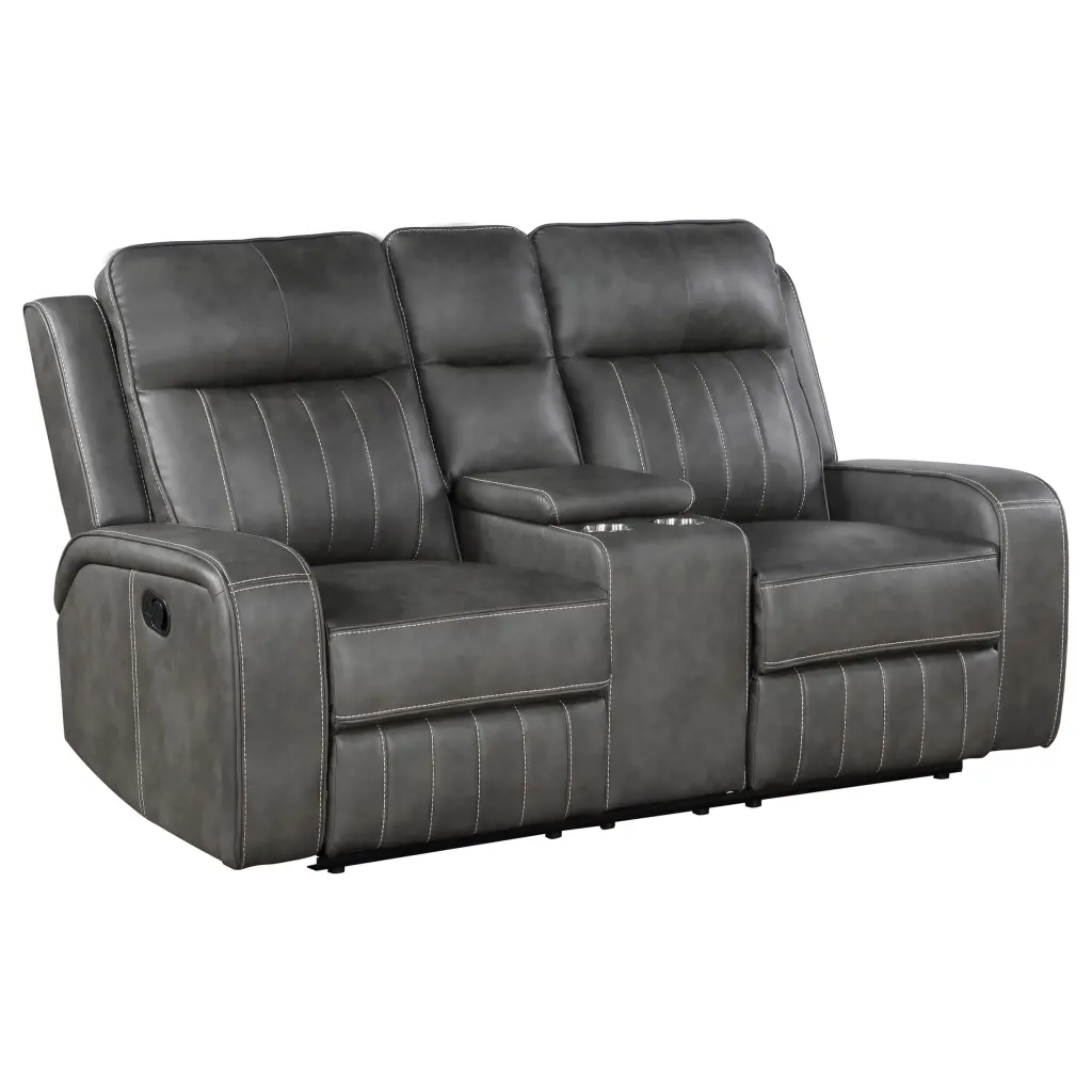 Coaster Raelynn Faux Leather Upholstered Motion Reclining Loveseat Gray - Power Recliner Sofa Coaster Company