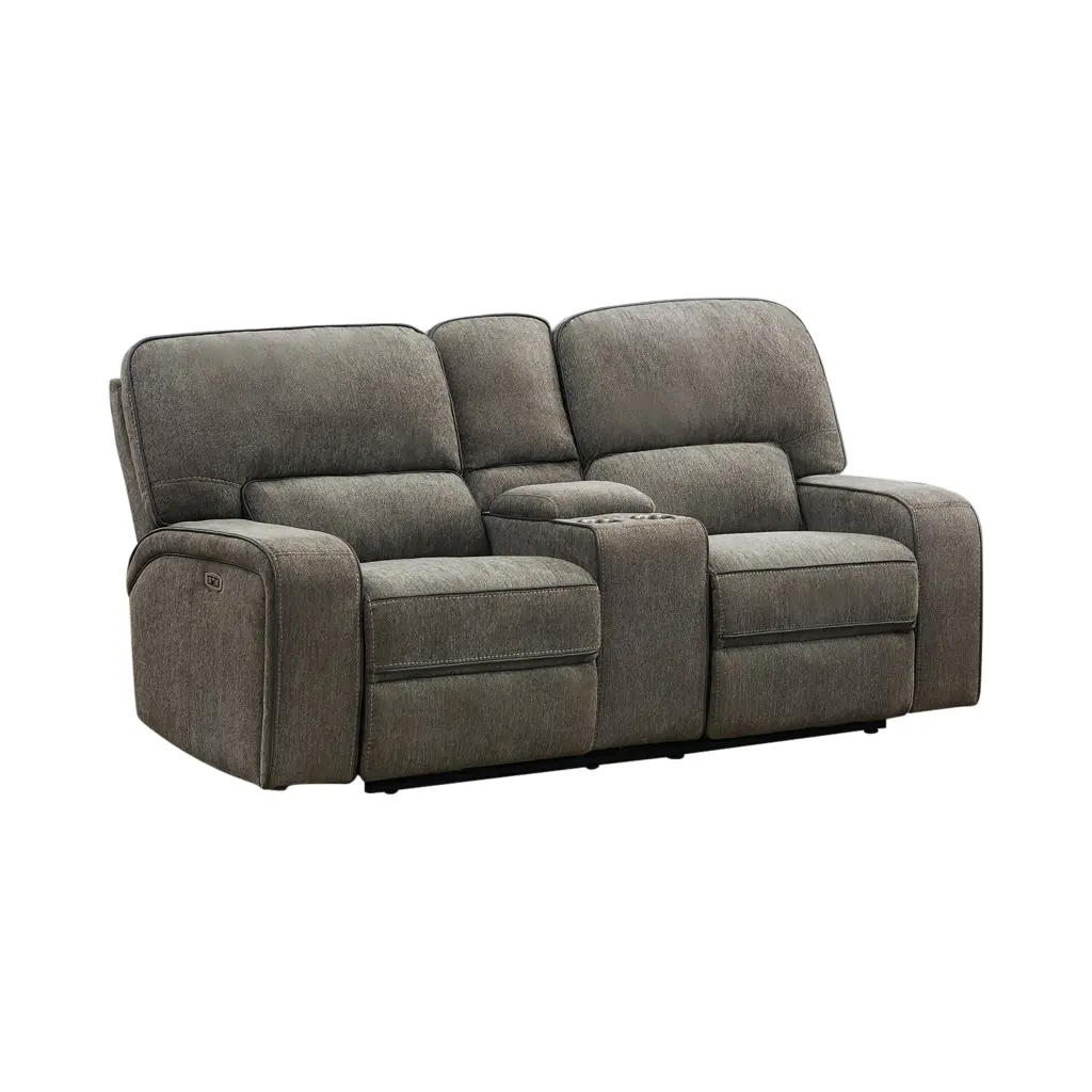 Fabric Upholstered Wooden Power Recliner Loveseat Adjustable Headrests Brown Coaster Company