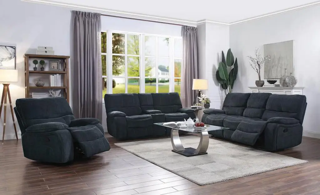 Perry Dark Grey Motion Loveseat Console Modern Living Room Coaster Company