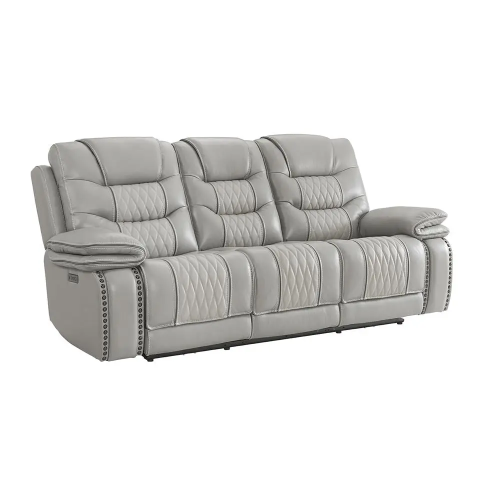 Intercon Furniture Cody Transitional Leather Dual-Power Sofa Light Gray - Modern Power Recliner