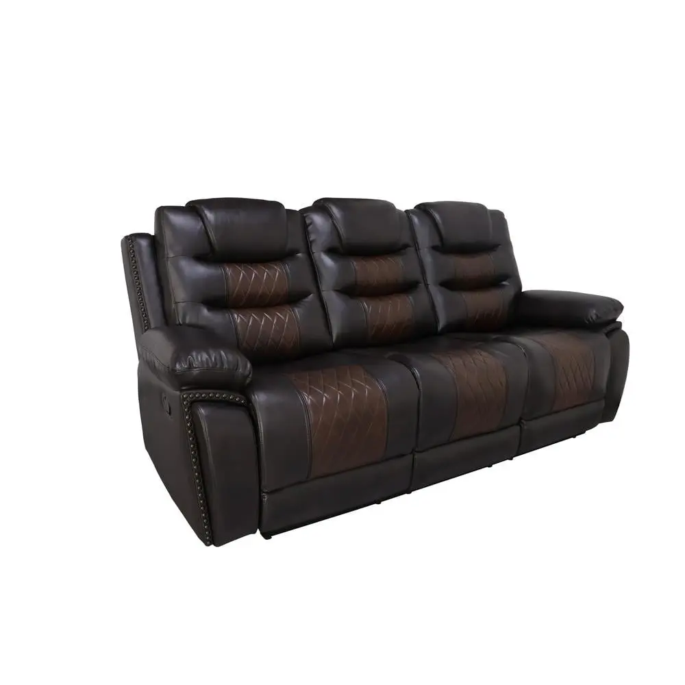 New Classic Furniture Nikko Leather Sofa Power Footrest Brown - Contemporary Recliner Couch