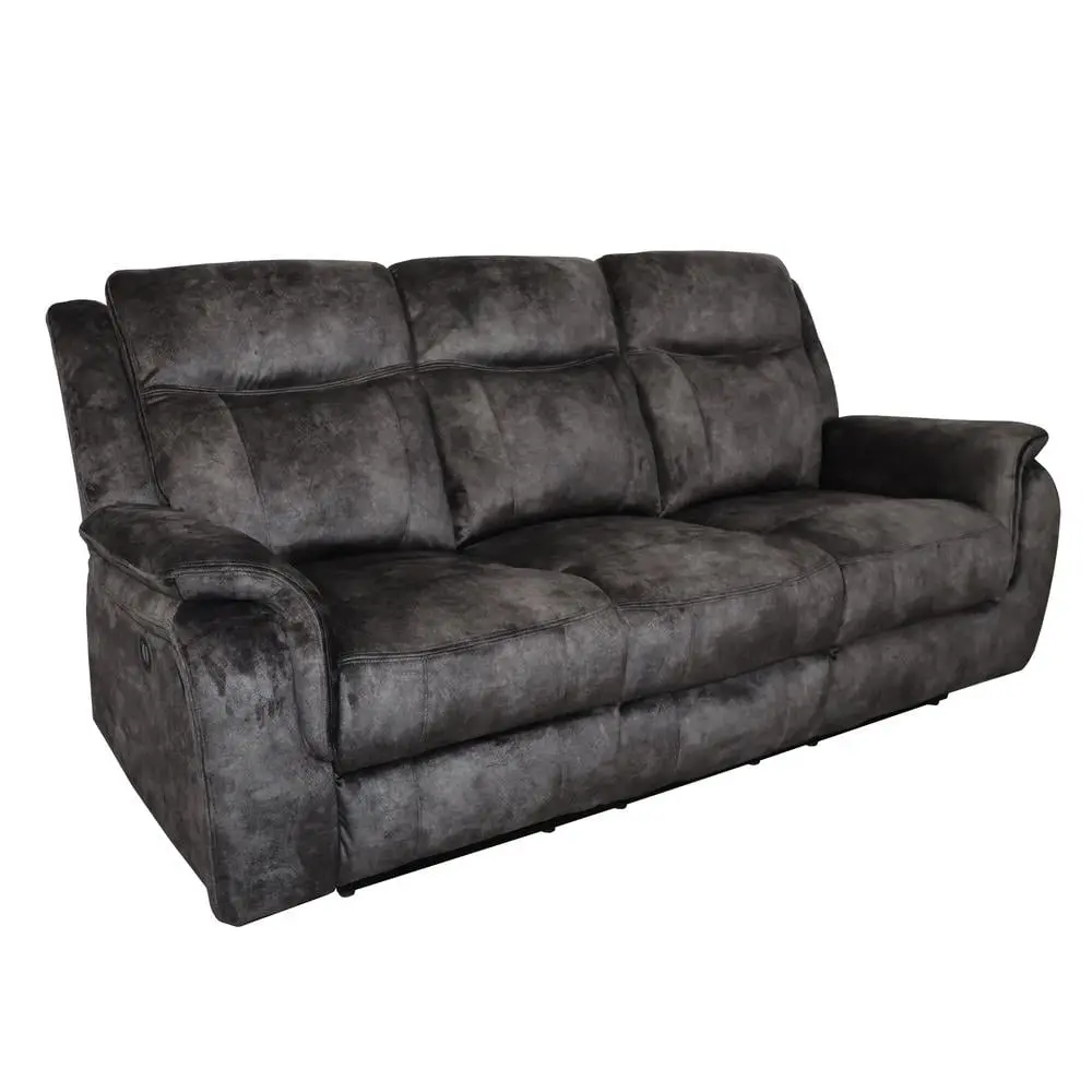 New Classic Furniture Park City Polyester Fabric Power Sofa Slate Modern Reclining Design