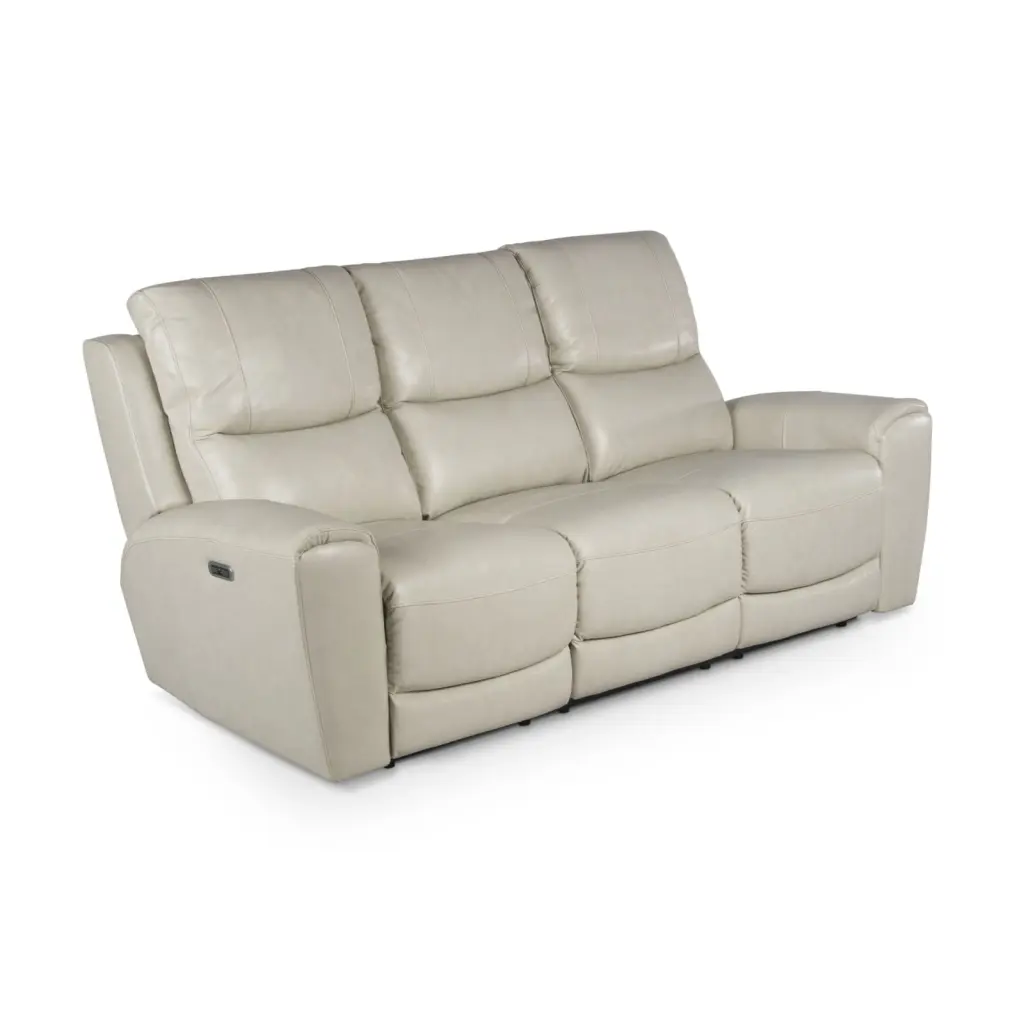 Leather Power Loveseat Console Ivory Contemporary Power Footrest Headrest USB Charging Ponnky