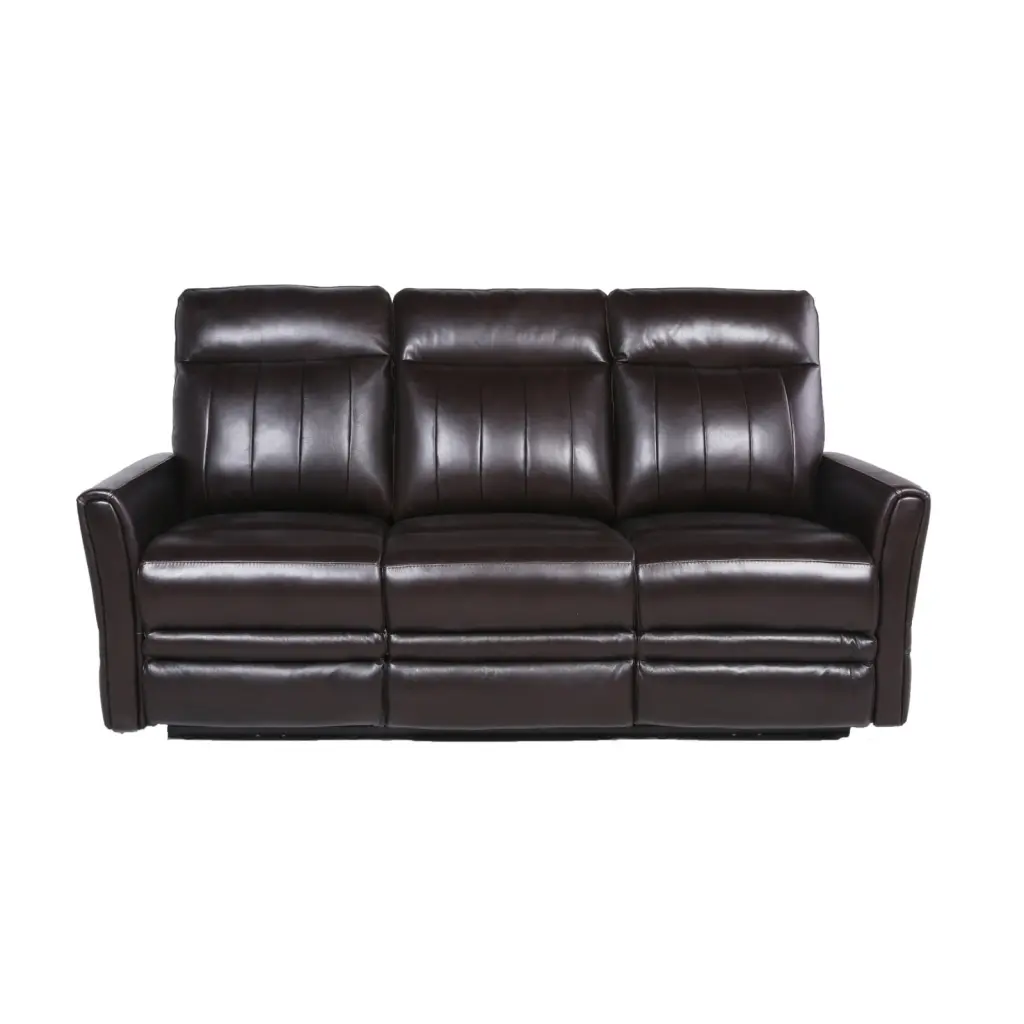 Luxury Dark Brown Top-Grain Leather Power Reclining Sofa Power Leg Rest and Headrest Ponnky