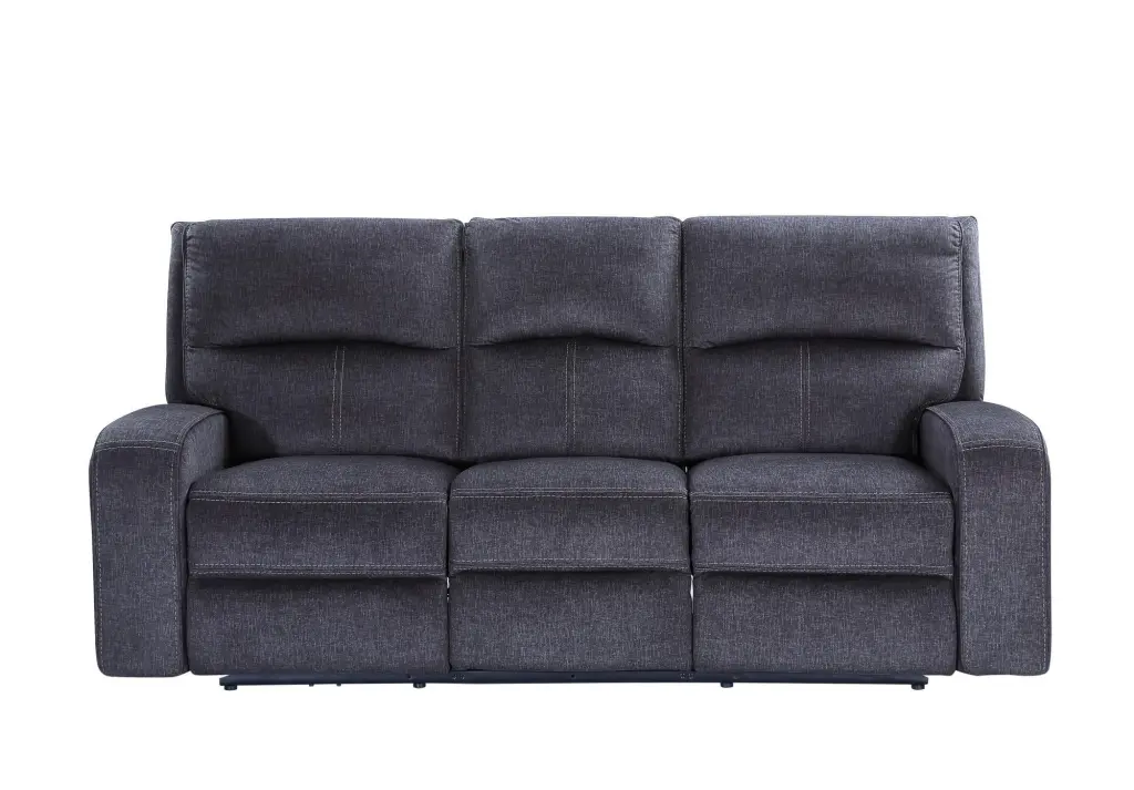 Steve Silver Lovell Power Reclining 85.5 Inch Leather Sofa Console Gray Steve Silver Co.