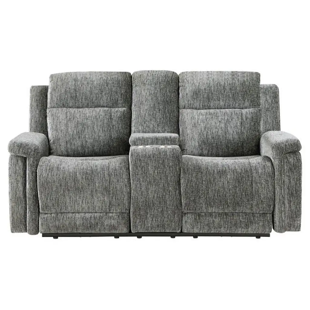 Dark Gray Power Console Reclining Loveseat Modern Living Room Convenience Concepts