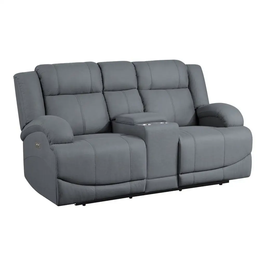 Lexicon Camryn Fabric Power Double Reclining Loveseat Center Console Blue