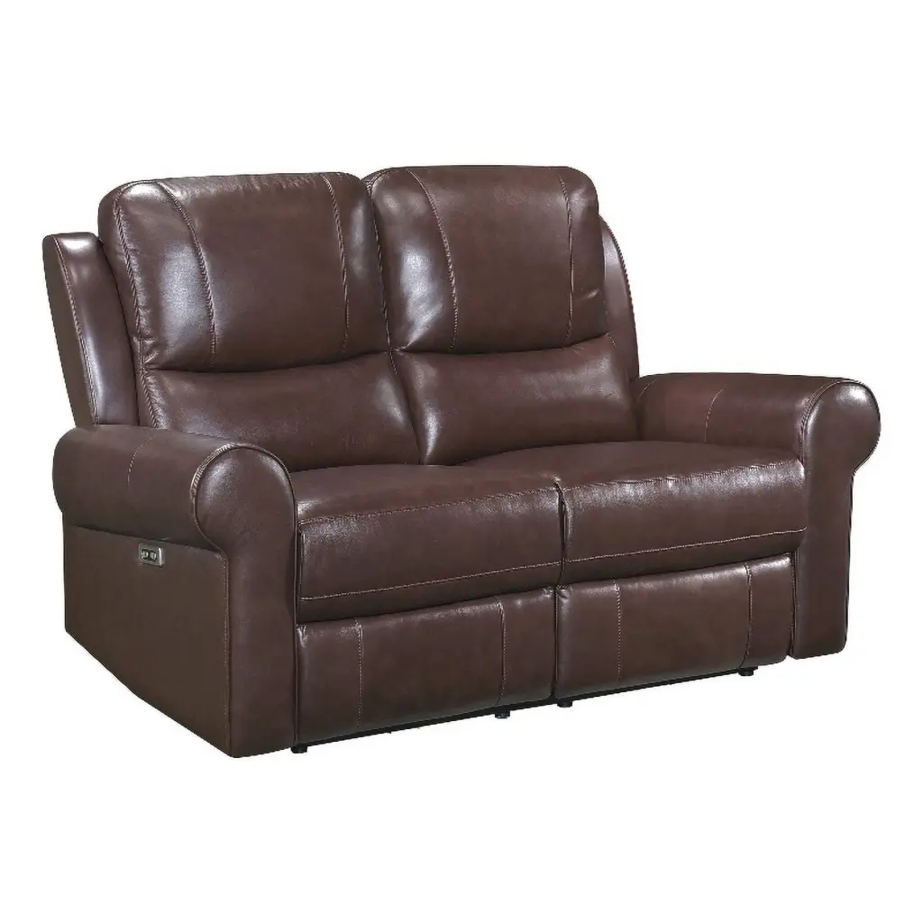 Lexicon McCall Leather Match Power Double Reclining Love Seat Brown